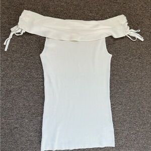Express off shoulder white knit top / woman’s large